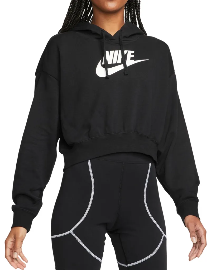 Nike Sportswear Club Fleece Oversized Crop Hoodie - black/white