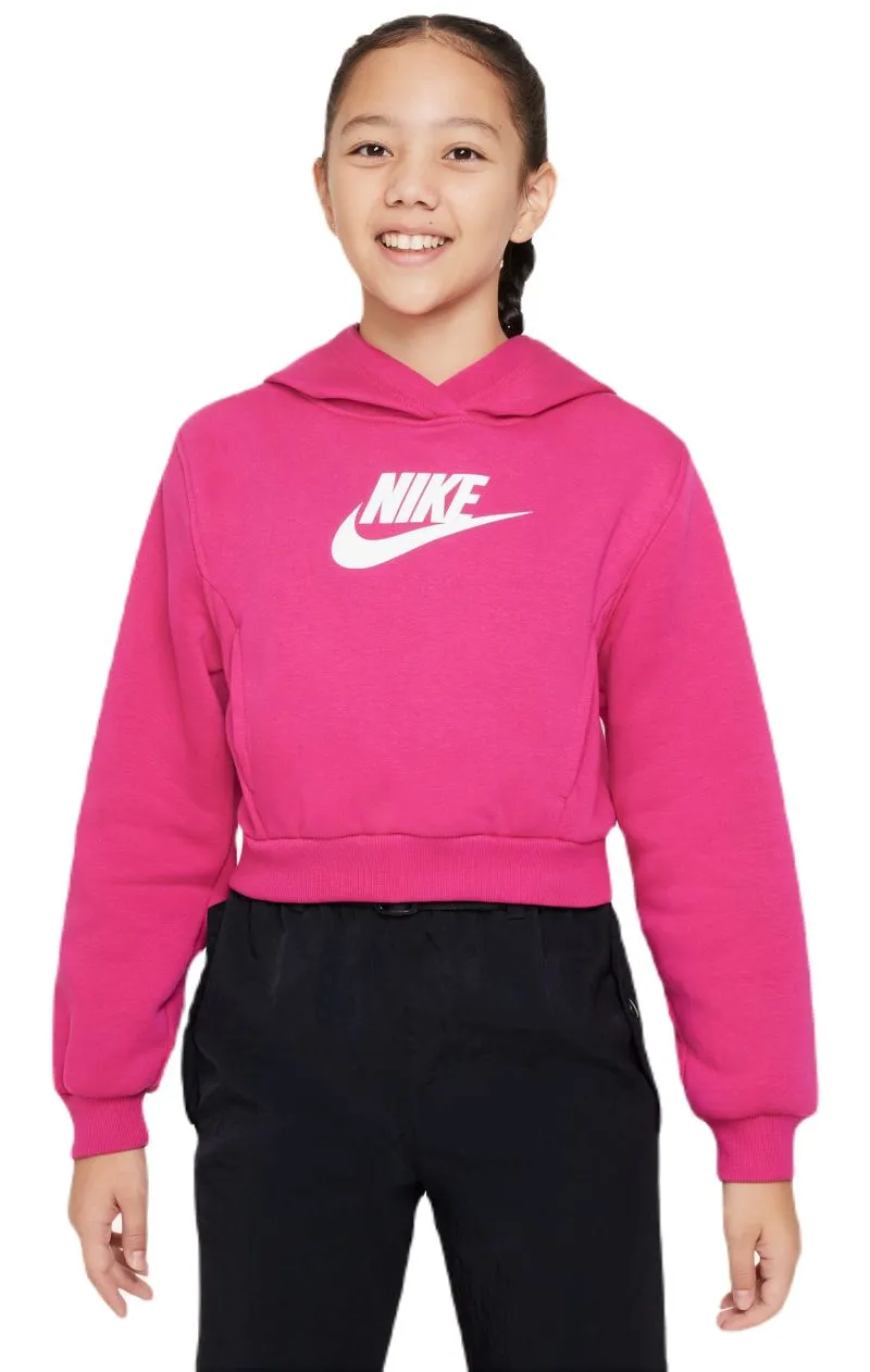 Nike Sportswear Club Fleece Crop - fireberry/white