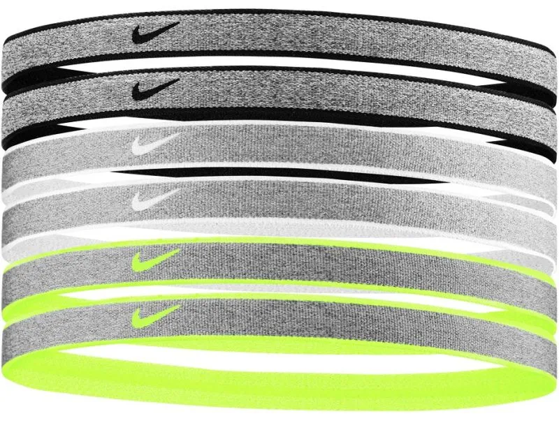 Nike Heathered Headbands 6PK - black/white/volt Nike Heathered Headbands 6PK - black/white/volt
