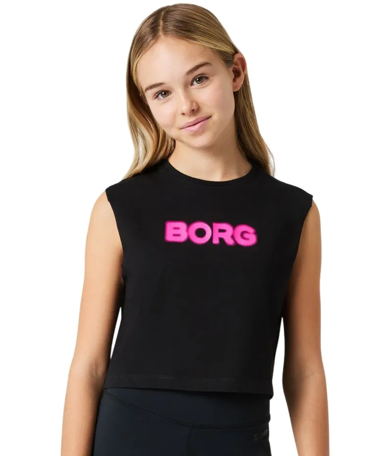 Girls' T-shirt Björn Borg Cropped Tank - black beauty - Black