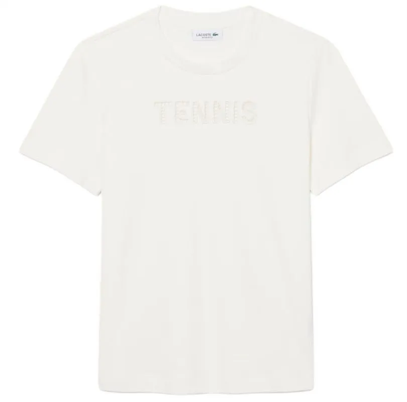 Women's T-shirt Lacoste Roland-Garros Edition Graphic - white - Beige