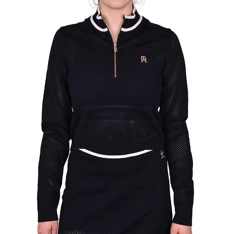 Tommy Hilfiger Imd Slim Cropped Mesh Sweater - desert sky