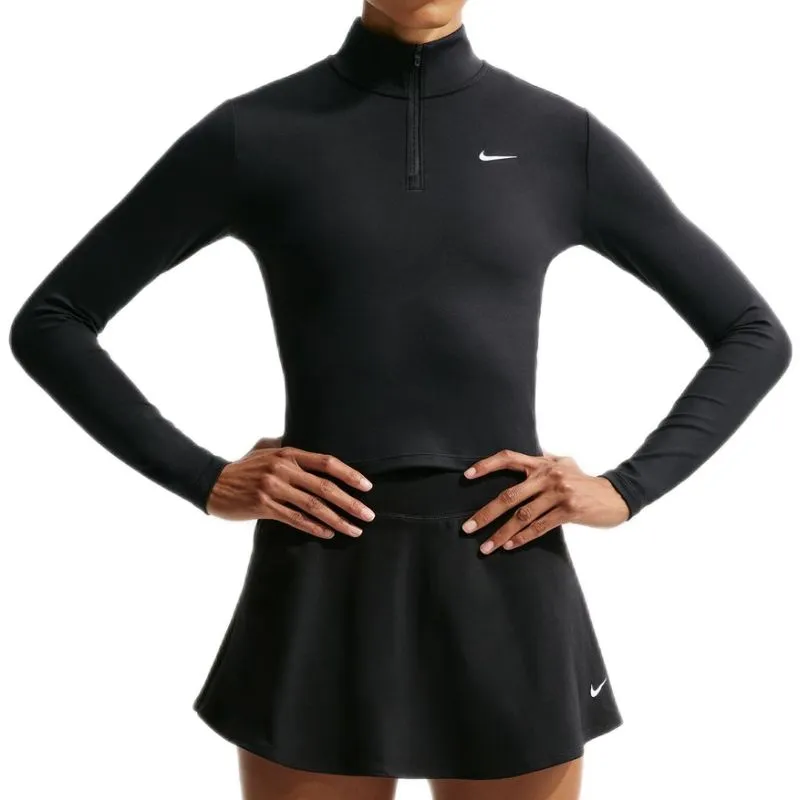 Nike One Dri-Fit 1/4 Zip Mid Layer - black/white/metallic silver