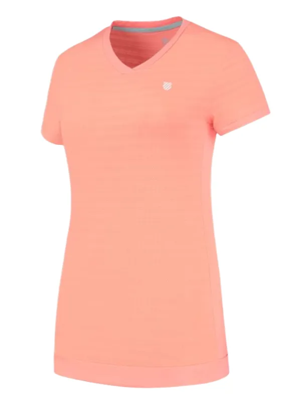 Women's T-shirt K-Swiss Tac Hypercourt V-Neck Top - desert flower - Pink