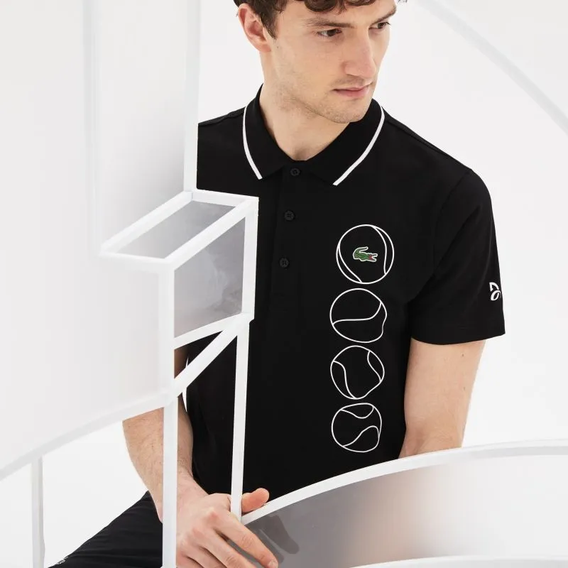 Lacoste Novak Djokovic Collection Ultra Light Cotton Polo - black/white