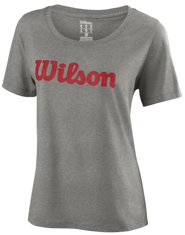 Wilson W Script Cotton Tee - heather grey/red