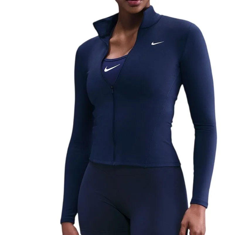 Nike One Dri-Fit Full Zip Fitted - midnight navy/white