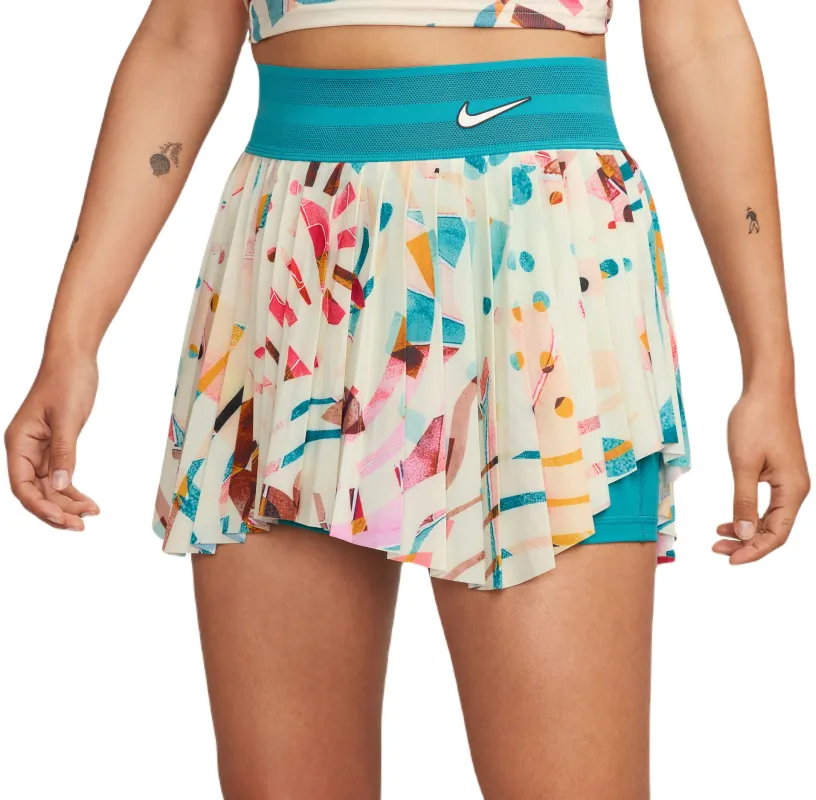 Nike Court Dri-Fit Slam Printed Tennis Skirt - coconut milk/teal nebula/black