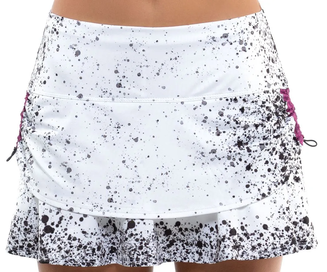 Lucky in Love City Graffiti Splatter Ruched Tier Skirt Women