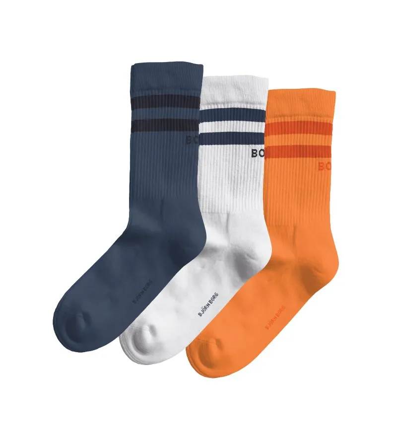 Socks Björn Borg Core Crew 3P - white/navy blue/orange - Multicolor