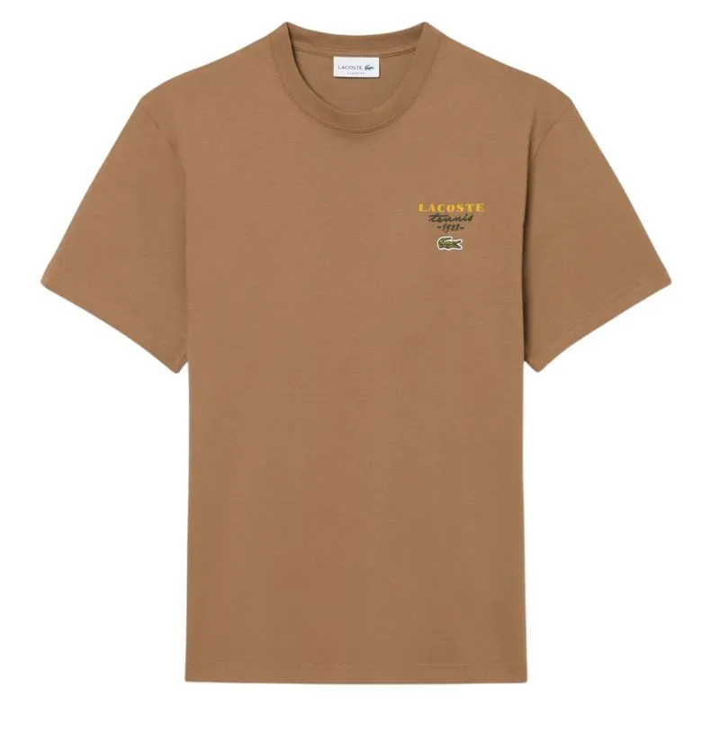 Lacoste Embroidered Accent Tennis Print Jersey - brown Lacoste Embroidered Accent Tennis Print Jersey - brown