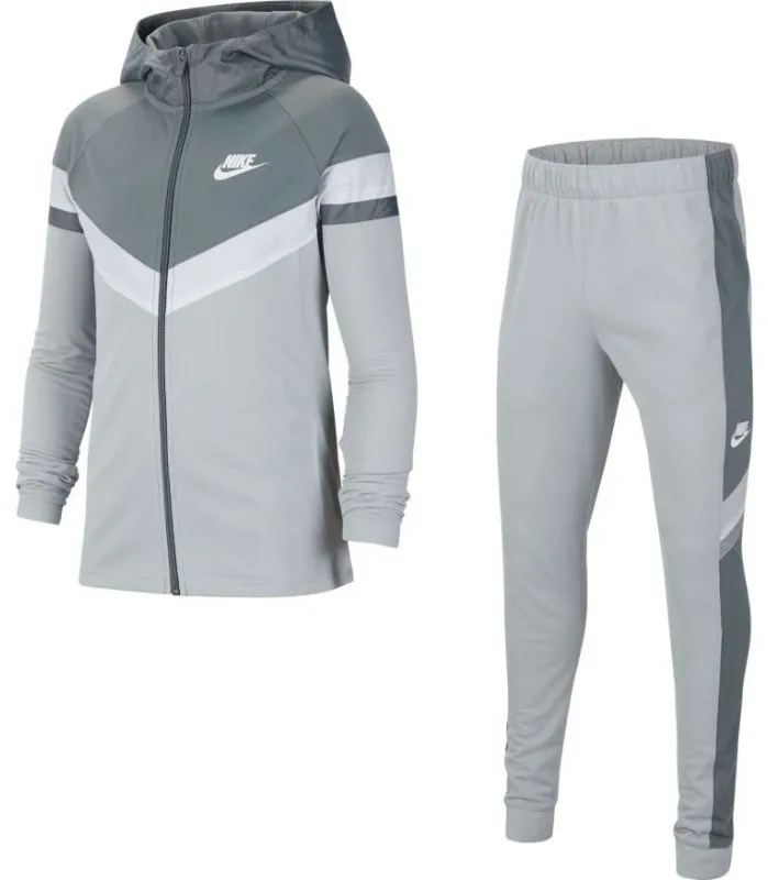Nike Sportswear Poly Woven Tracksuit - smoke grey/smoke grey/white/white Nike Sportswear Poly Woven Tracksuit - smoke grey/smoke grey/white/white