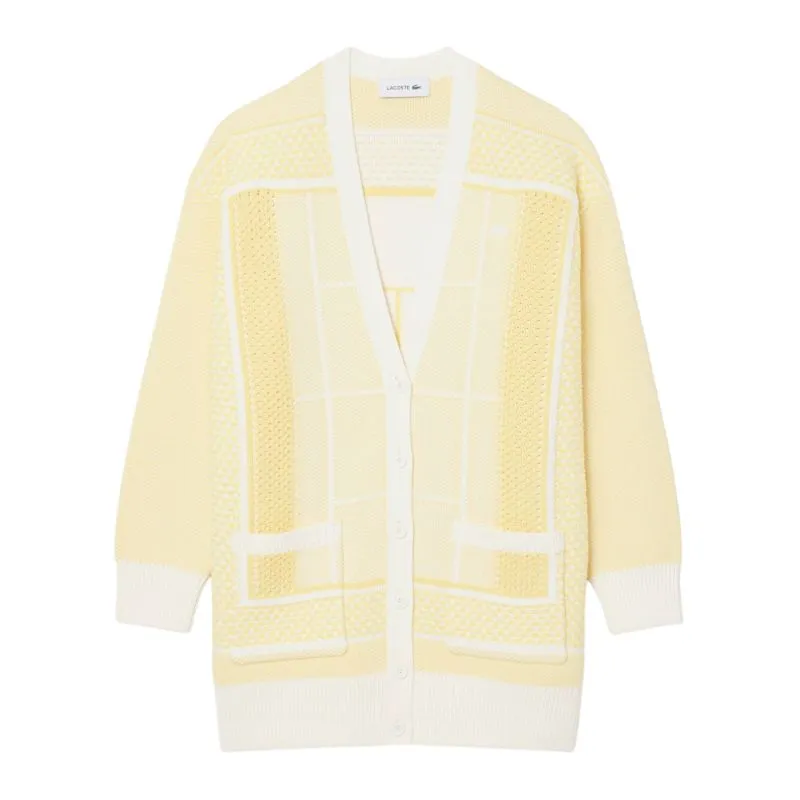Lacoste Tennis Court Jacquard Long - white/yellow Lacoste Tennis Court Jacquard Long - white/yellow