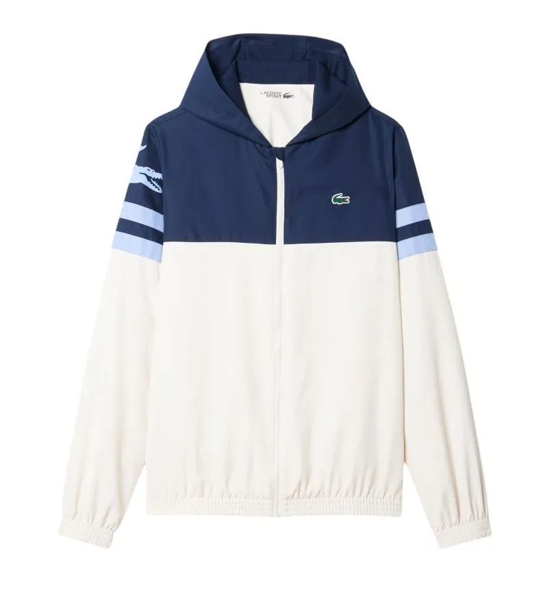 Lacoste Water-Repellent Hooded - white/purple/navy blue