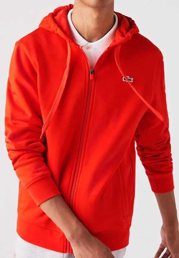 Lacoste Men's SPORT Hooded Lightweight Bi-material Sweatshirt - red
