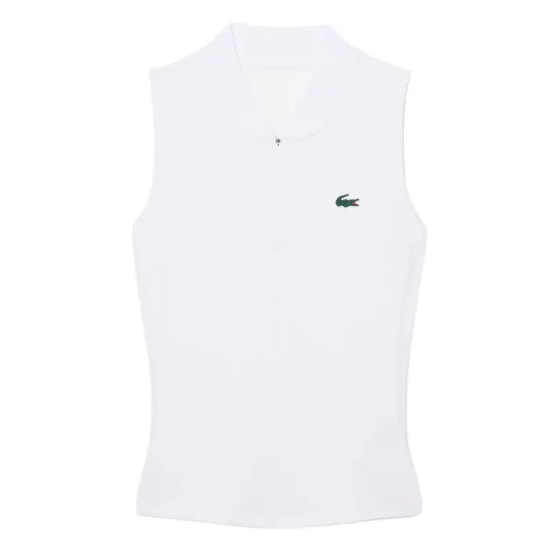 Lacoste Sleeveless Stretch Dual Fabric Tennis - white
