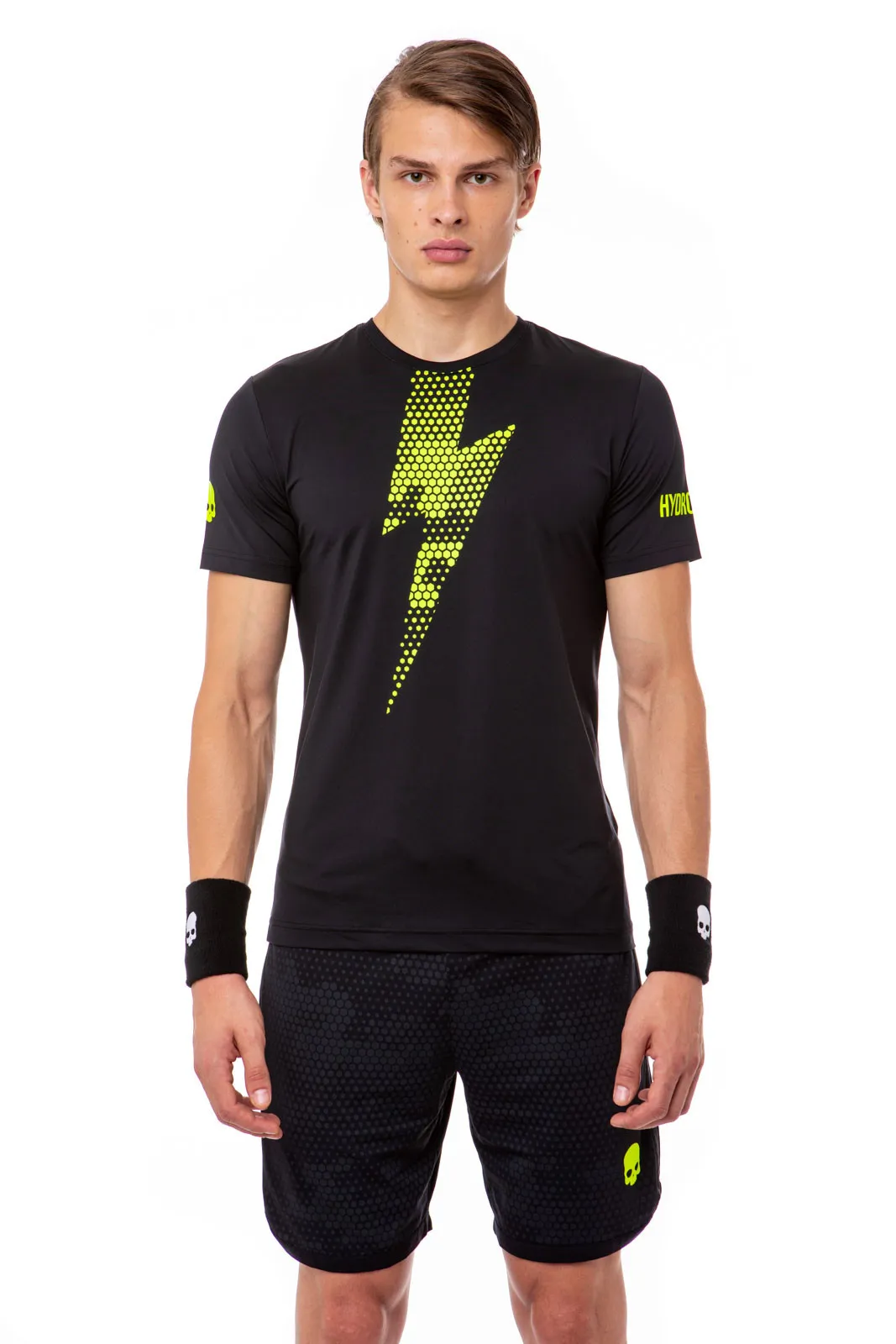 Hydrogen Tech Thunderbolt Tee - black/yellow fluo