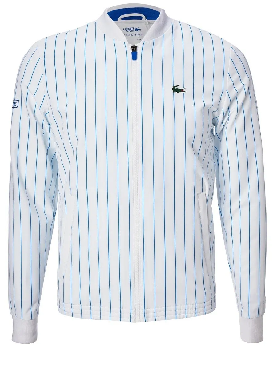 Lacoste Men's SPORT x Novak Djokovic Striped Teddy Jacket - white/blue
