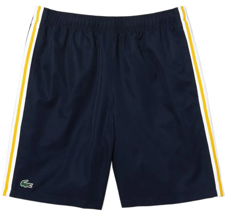Lacoste Men's Sport Contrast Bands Lightweight Shorts - navy blue/yellow/white Lacoste Men's Sport Contrast Bands Lightweight Shorts - navy blue/yellow/white