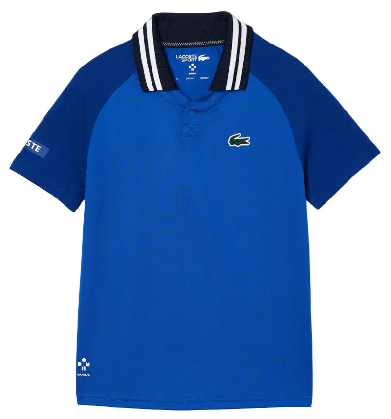 Lacoste Boys Sport X Daniil Medvedev Jersey Polo Shirt - blue/navy blue