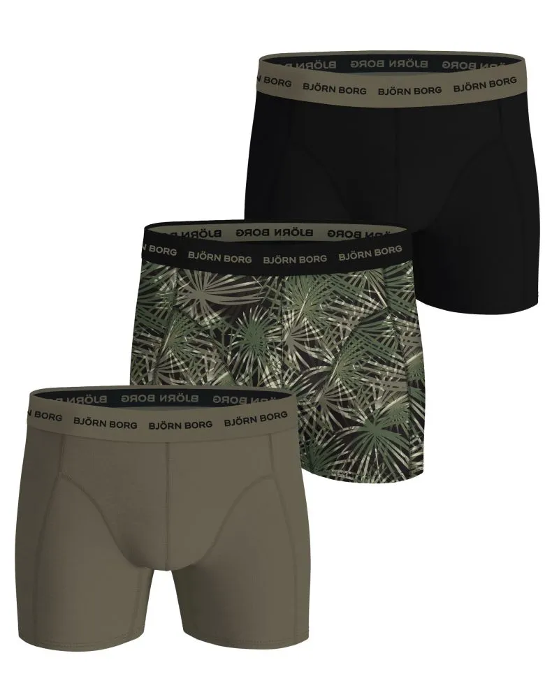 Björn Borg Cotton Stretch 3P - green/print/black Björn Borg Cotton Stretch 3P - green/print/black