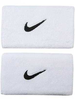 Nike Swoosh Double-Wide Wristbands - white/black