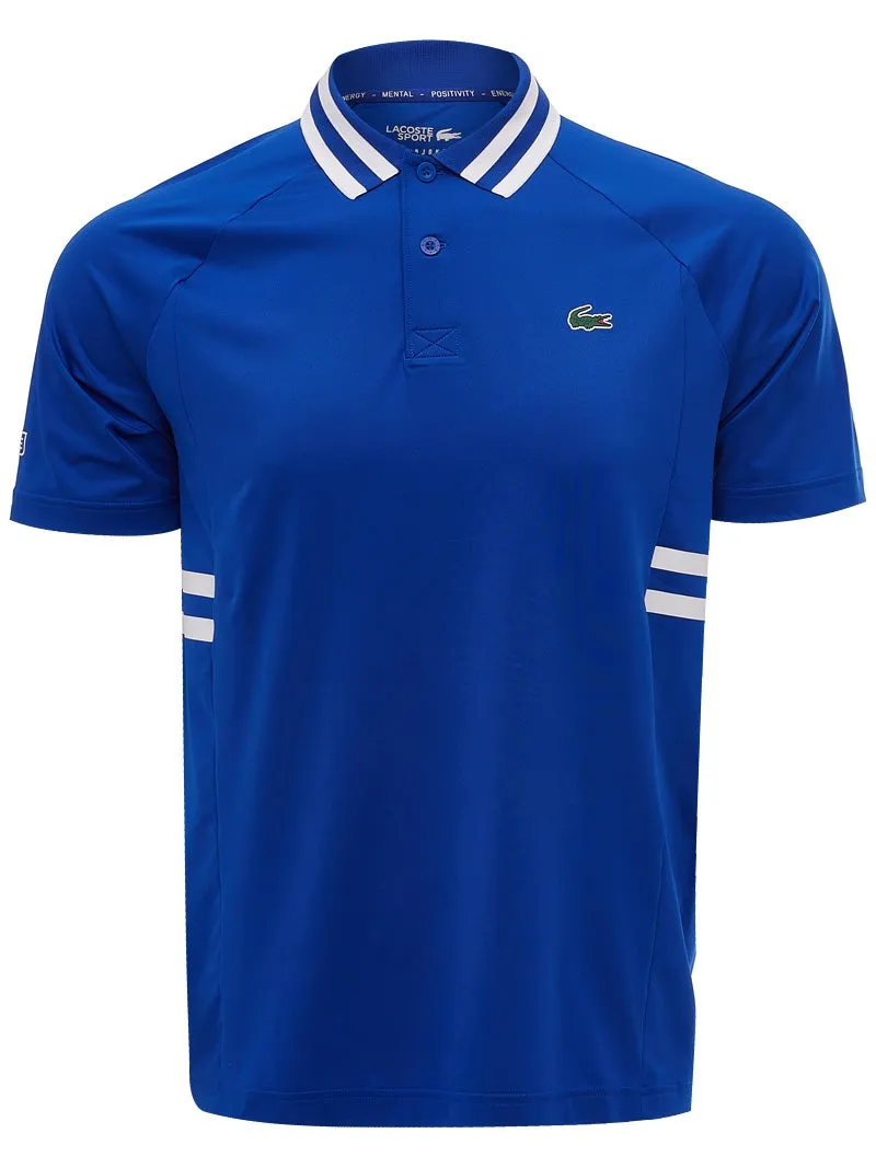 Lacoste Men's SPORT Novak Djokovic Breathable Ultra-Dry Polo - blue/white