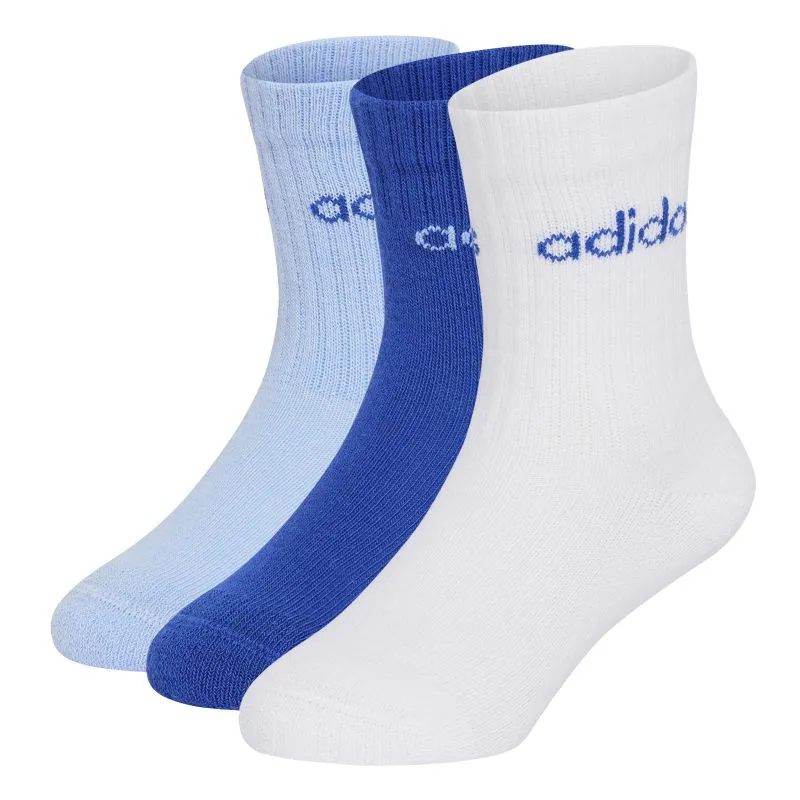Adidas Kids Linear Crew 3P - white/royal blue/glow blue Adidas Kids Linear Crew 3P - white/royal blue/glow blue
