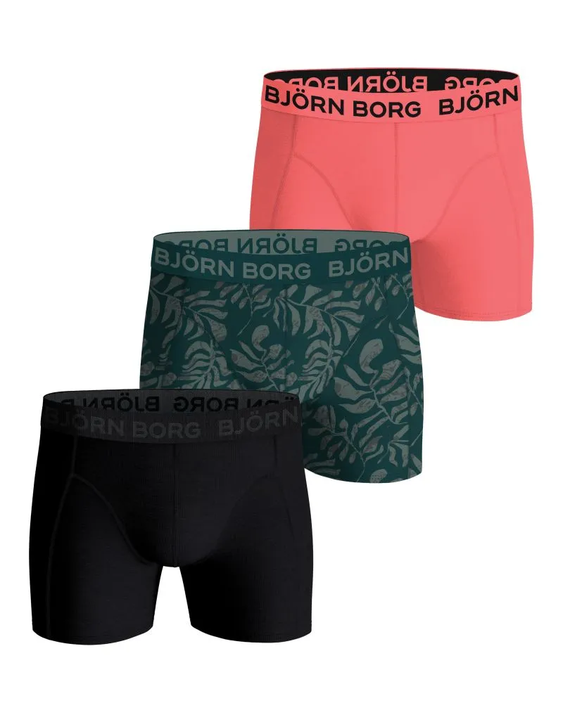 Men's Boxers Björn Borg Cotton Stretch 3P - black/red/brown - Multicolor