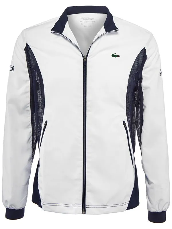 Lacoste Men's SPORT Novak Djokovic Full-Zip Jacket - white/navy blue Lacoste Men's SPORT Novak Djokovic Full-Zip Jacket - white/navy blue