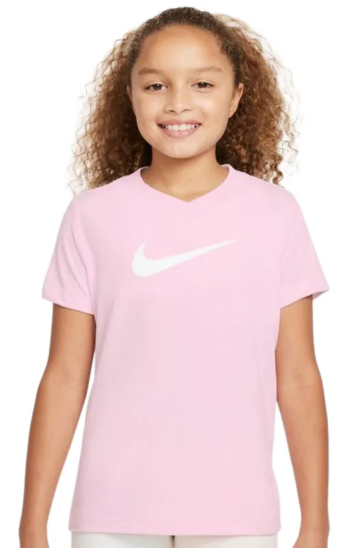 Nike G Dry Tee Leg VNeck Swoosh - pink foam/white