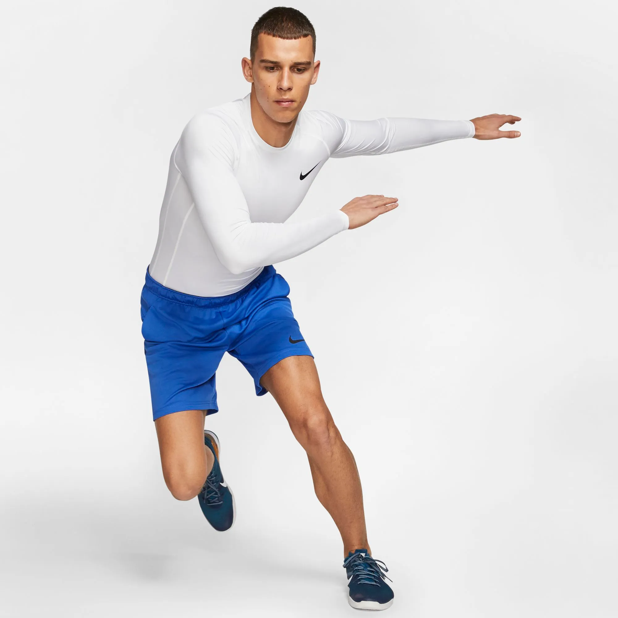 Nike Pro Top LS Tight - white/black