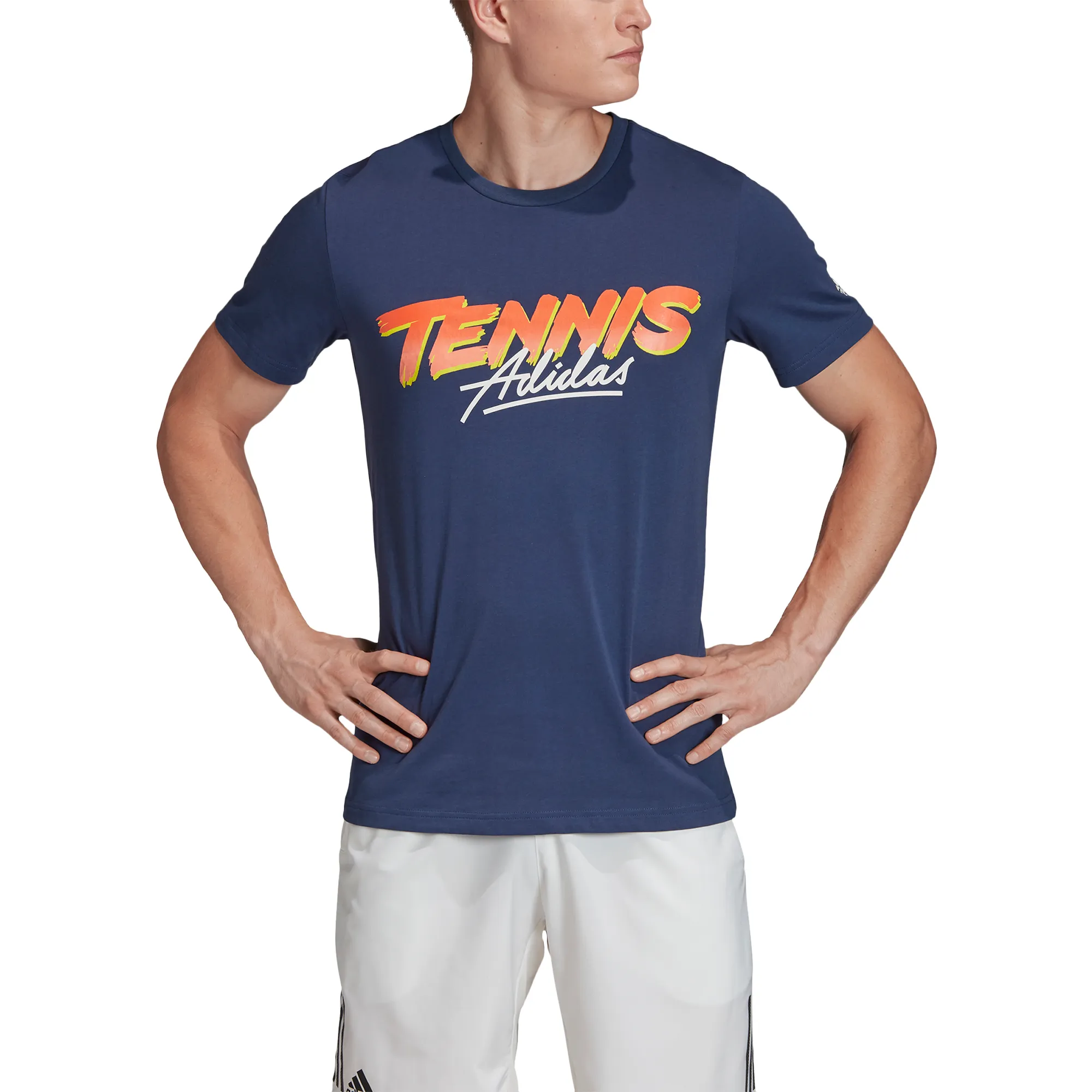 Adidas Tennis Script Tee - tech indigo