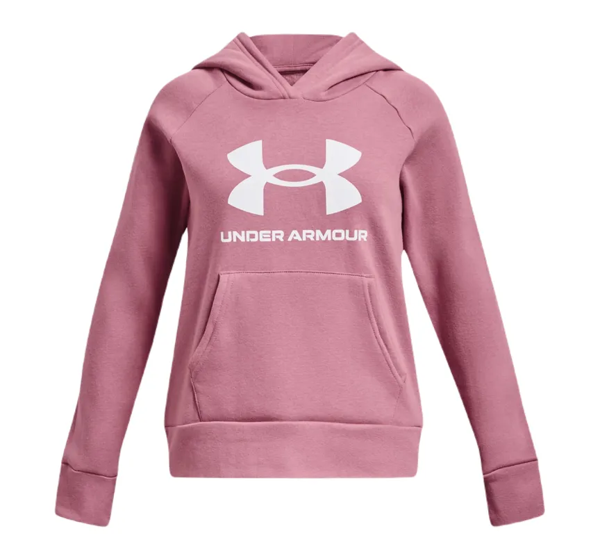 Under Armour Girls' UA Rival Fleece Big Logo - pink/white