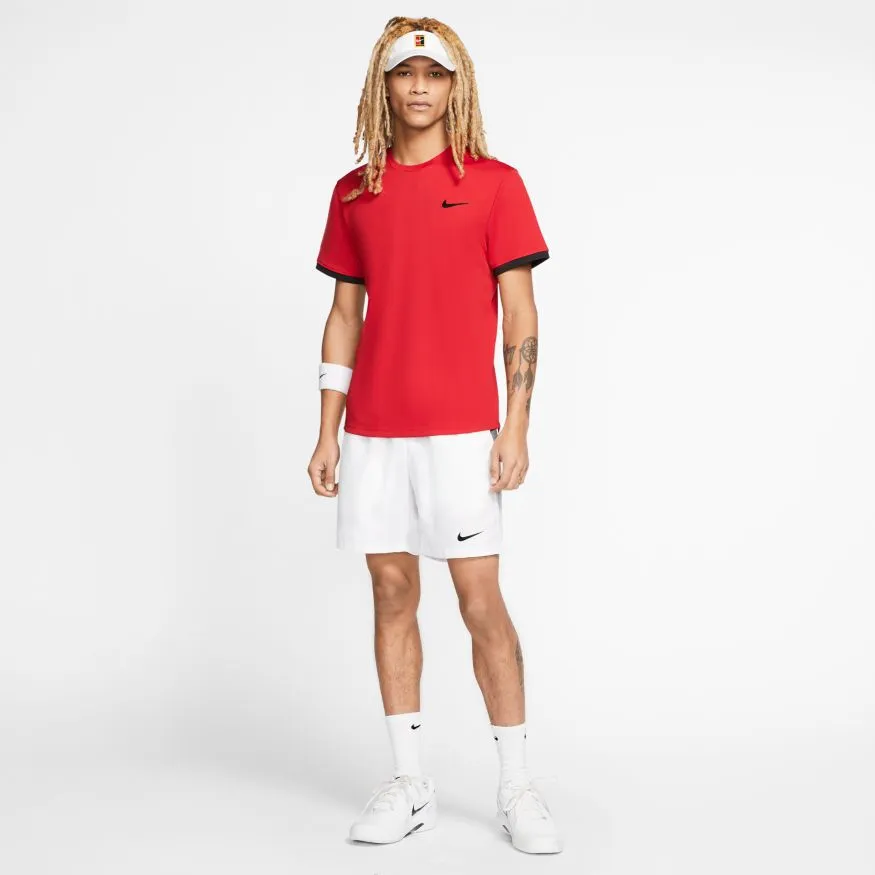 Nike Court Top SS - gym red/black/black/black