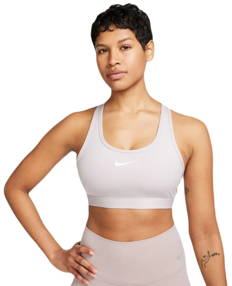 Nike Swoosh Medium Support Non-Padded Sports Bra - platinum violet/white