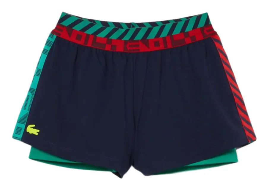 Lacoste SPORT Built-In Shorty Tennis Shorts - navy blue/green