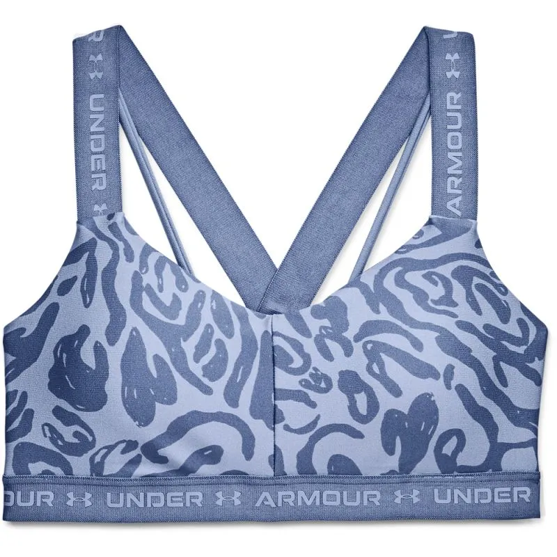 Under Armour Crossback Low Print Sports Bra - mineral blue