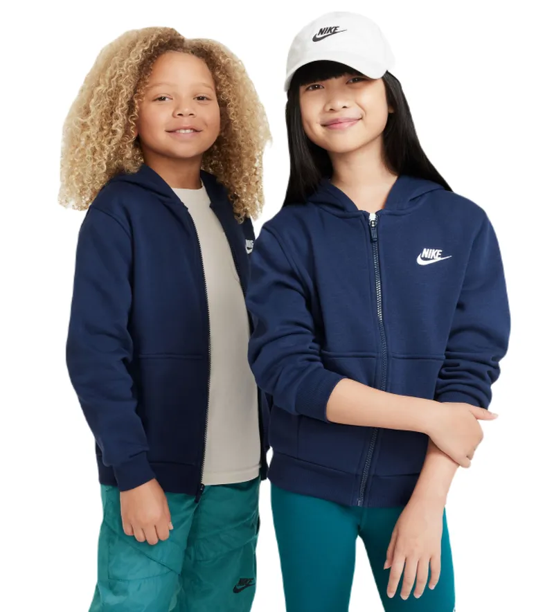 AURORA_FD3004-410_PHCFM001-2000 Nike Kids Club Fleece Full-Zip - midnight navy/white
