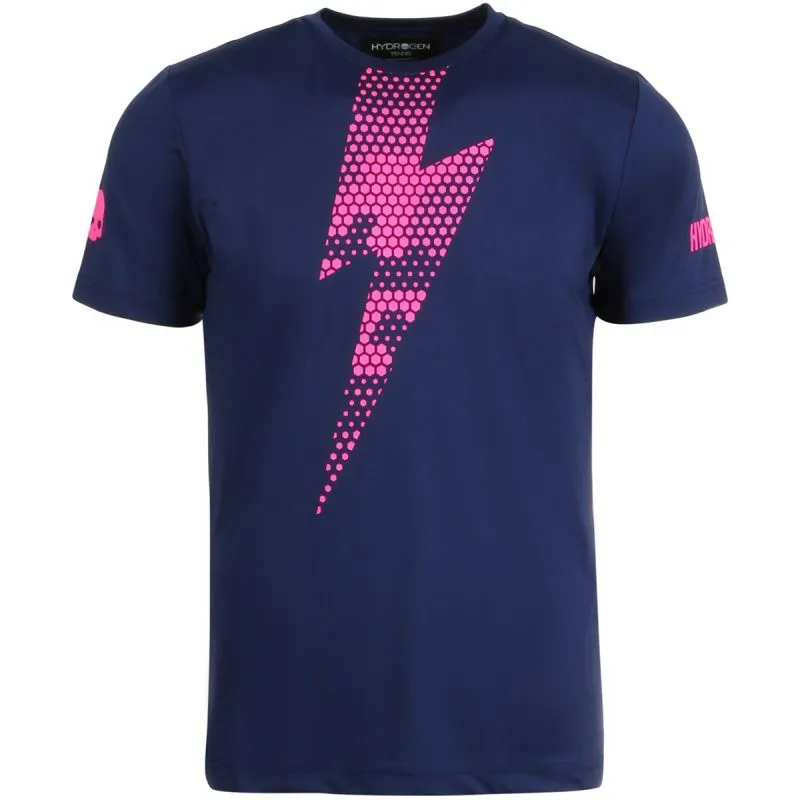 Hydrogen Tech Thunderbolt Tee Man - blue navy/fuchsia fluo