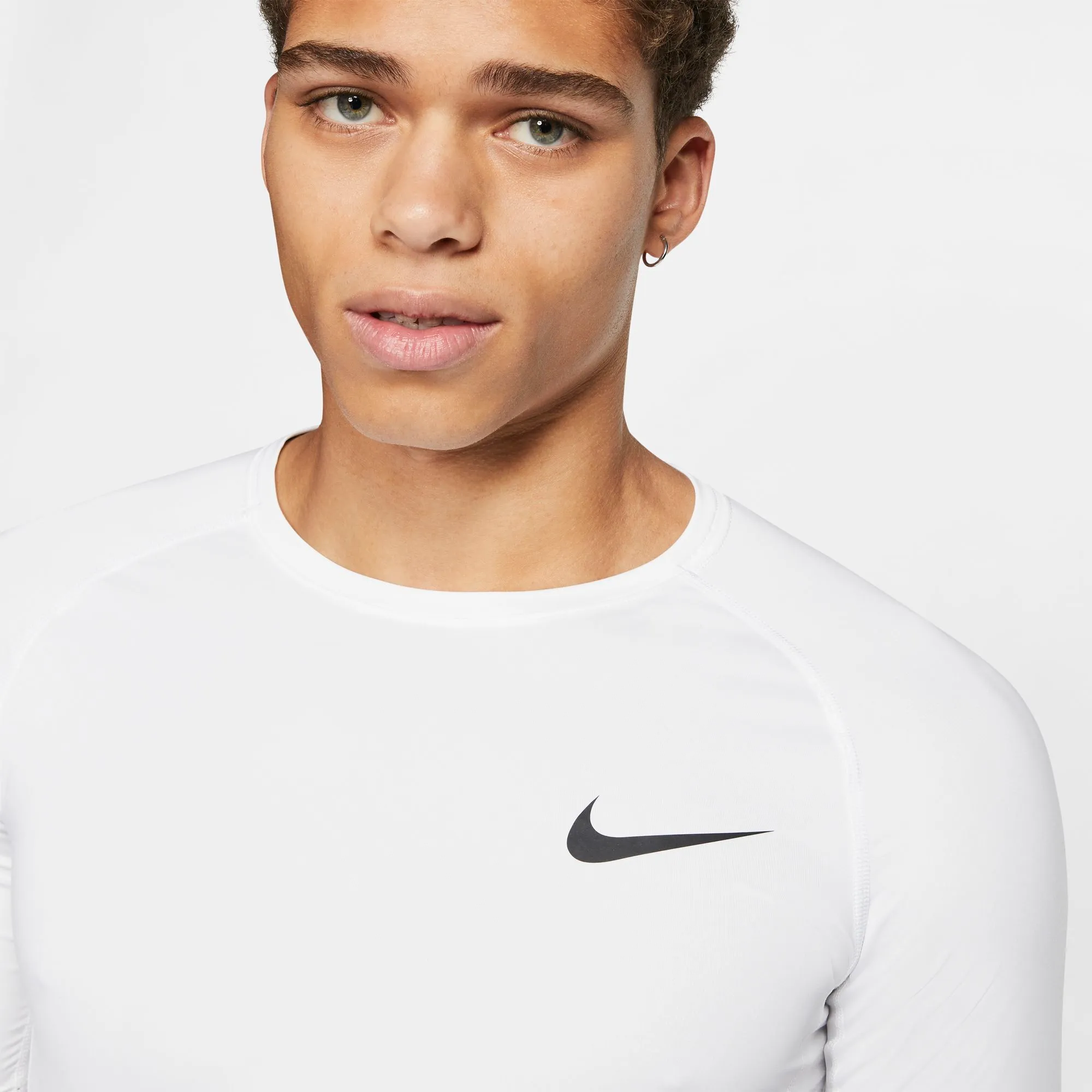 Nike Pro Top SS Tight - white/black