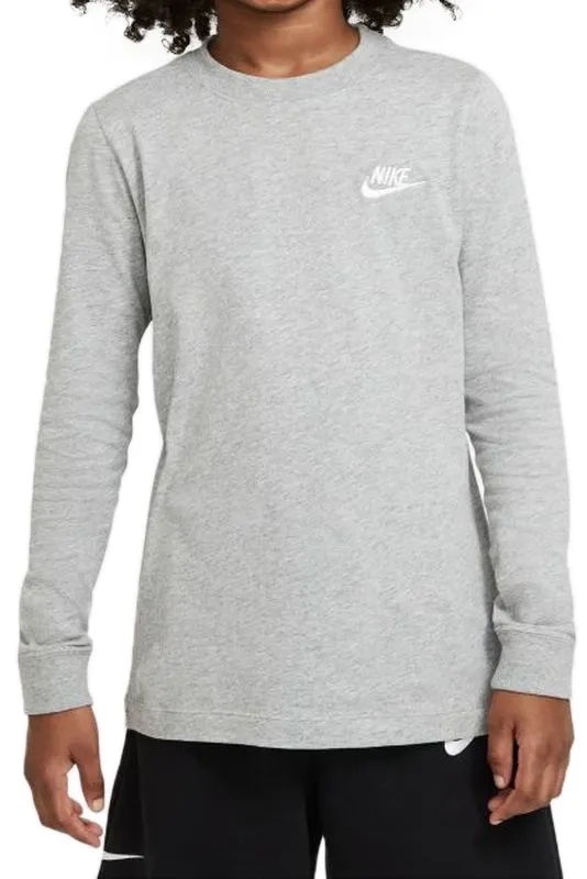Nike NSW Tee LS Embedded Futura B - dk grey heather/white Nike NSW Tee LS Embedded Futura B - dk grey heather/white