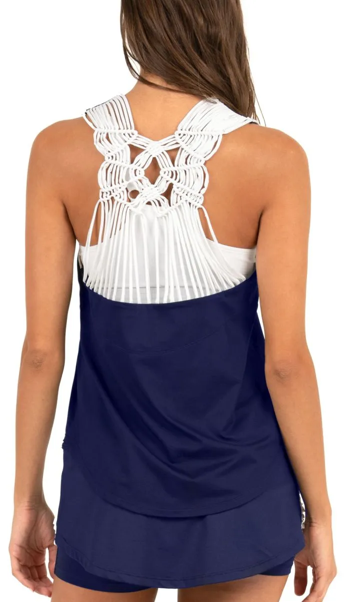 Lucky in Love Macramé Core Singlet Women - white/midnight