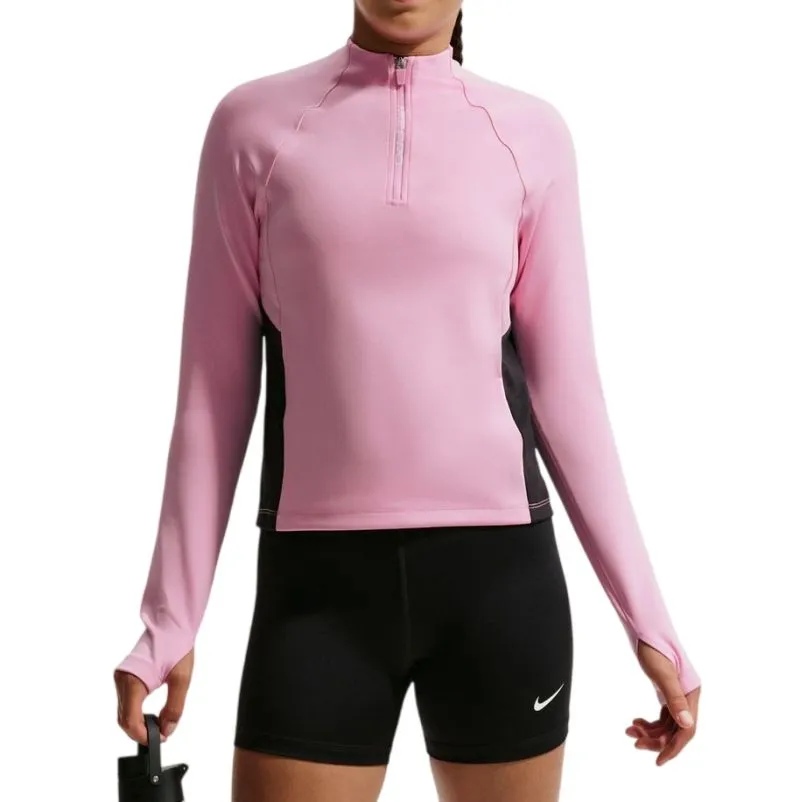 Nike Pro Dri-Fit Half Zip Long Sleeve - pink rise/black/white