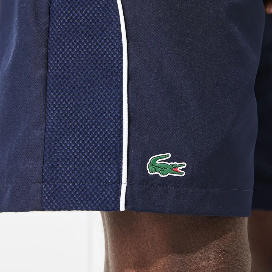 Lacoste Men’s SPORT Mesh Panels Lightweight Tennis Shorts - navy blue/whit