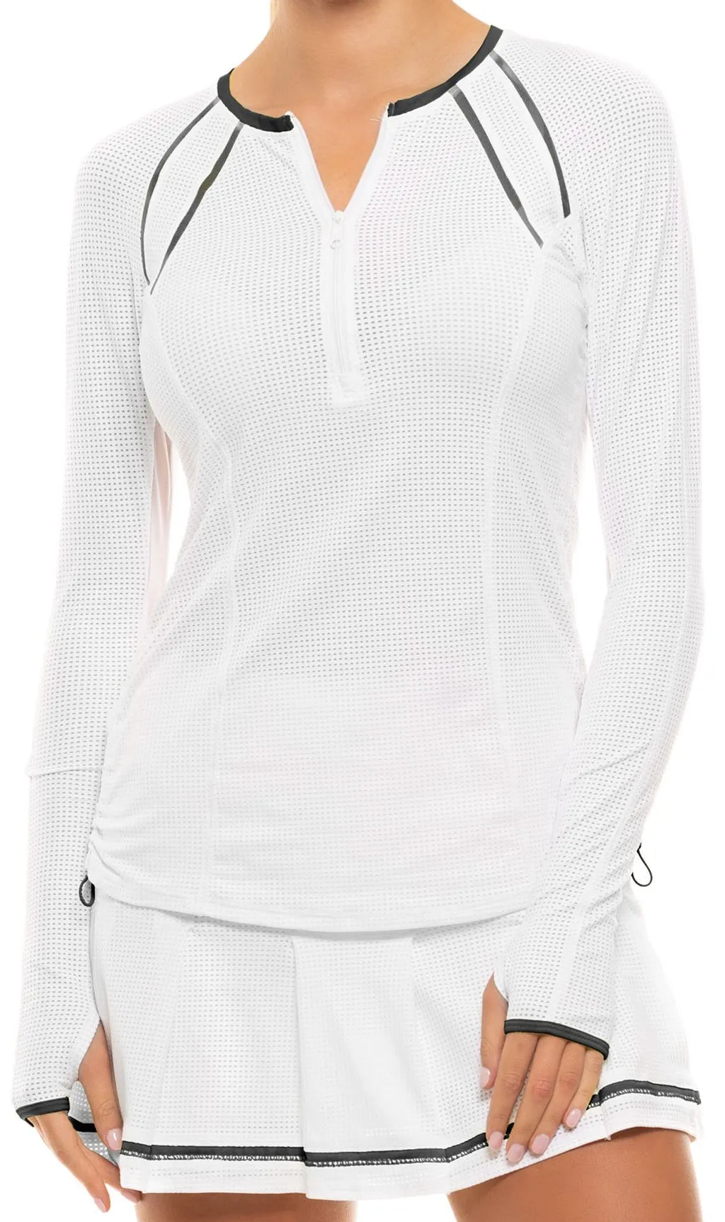 Lucky in Love Core Whites Raglan Zip L/S - white/black