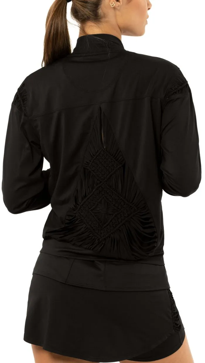 Lucky in Love Macramé Core Bomber Jacket Women - black