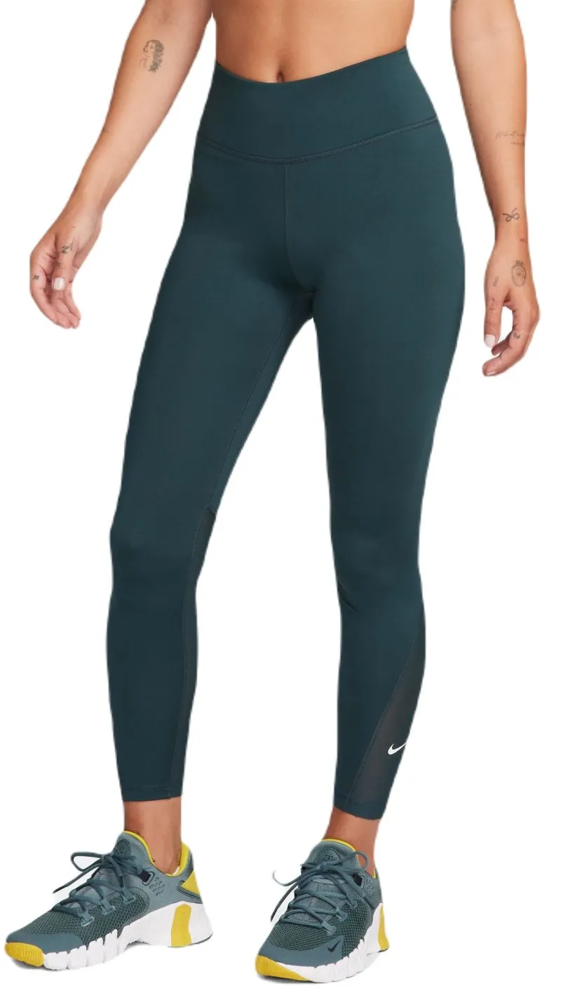 Nike One Dri-Fit Mid-Rise 7/8 Tight Leggings - deep jungle/white