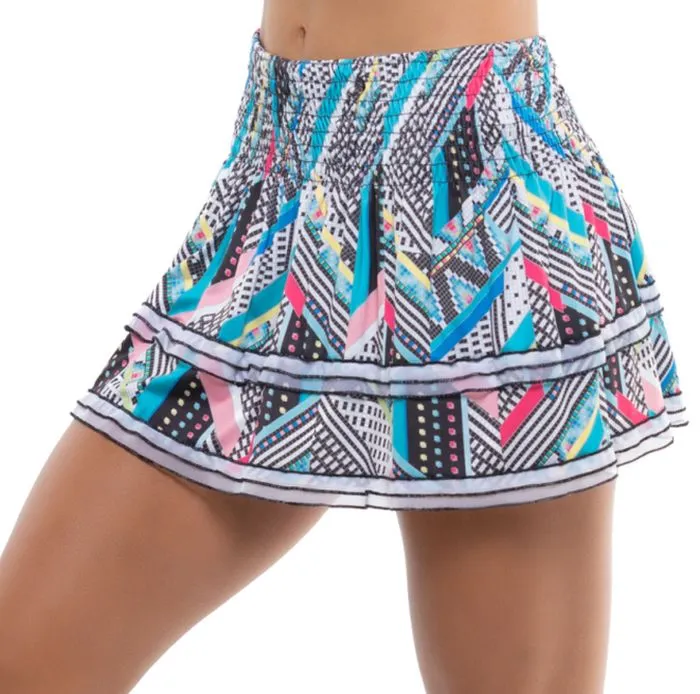 Lucky in Love Square Are You? Smocked Skirt Women - black