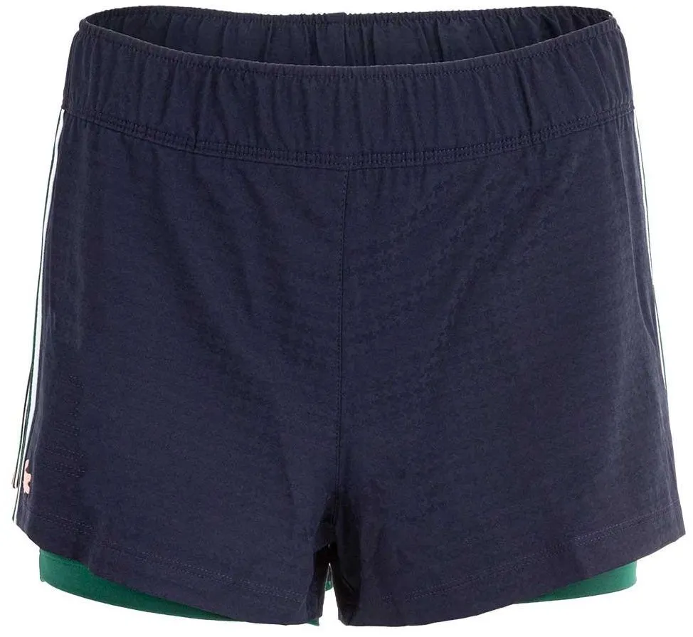 Lacoste Women’s Sport Houndstooth Breathable Tennis Shorts - navy blue/green/pink